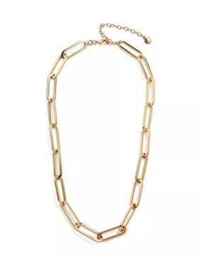 NWT: BaubleBar Gold Paperclip Large Link Necklace Hera Gold Plated Brass